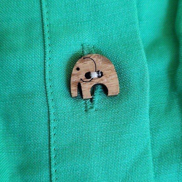 EUC linen animal buttons Coldwater Creek women's adjustable sleeves shirtdress - Picture 7 of 9